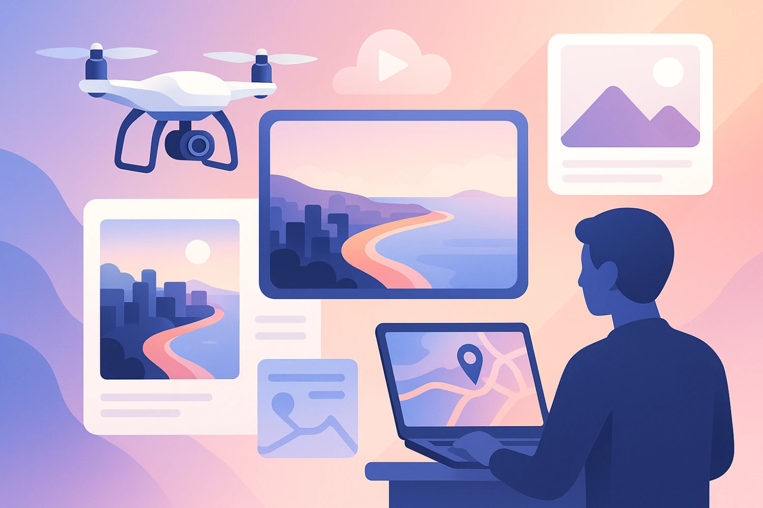 Εναέρια λήψη πόλης και παραλίας για επιχειρησιακό marketing